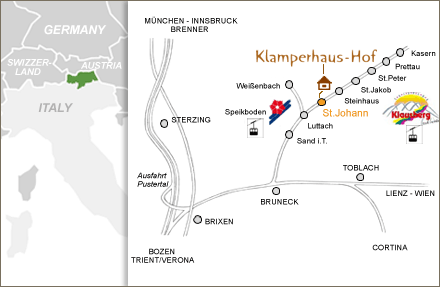 Anreise Klamperhaushof Urlaub auf dem Bauernhof Fam Tasser